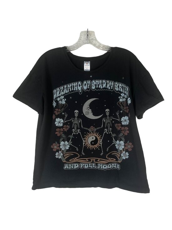 Messy Buns Lazy Days Tops - Messy Buns Lazy Days Graphic Tshirt Womens Large Gray Dreaming Starry Skies